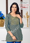 Vamika 2 By Sangeet Rayon Gold Print Embroidery Online Short Top Wholesale 